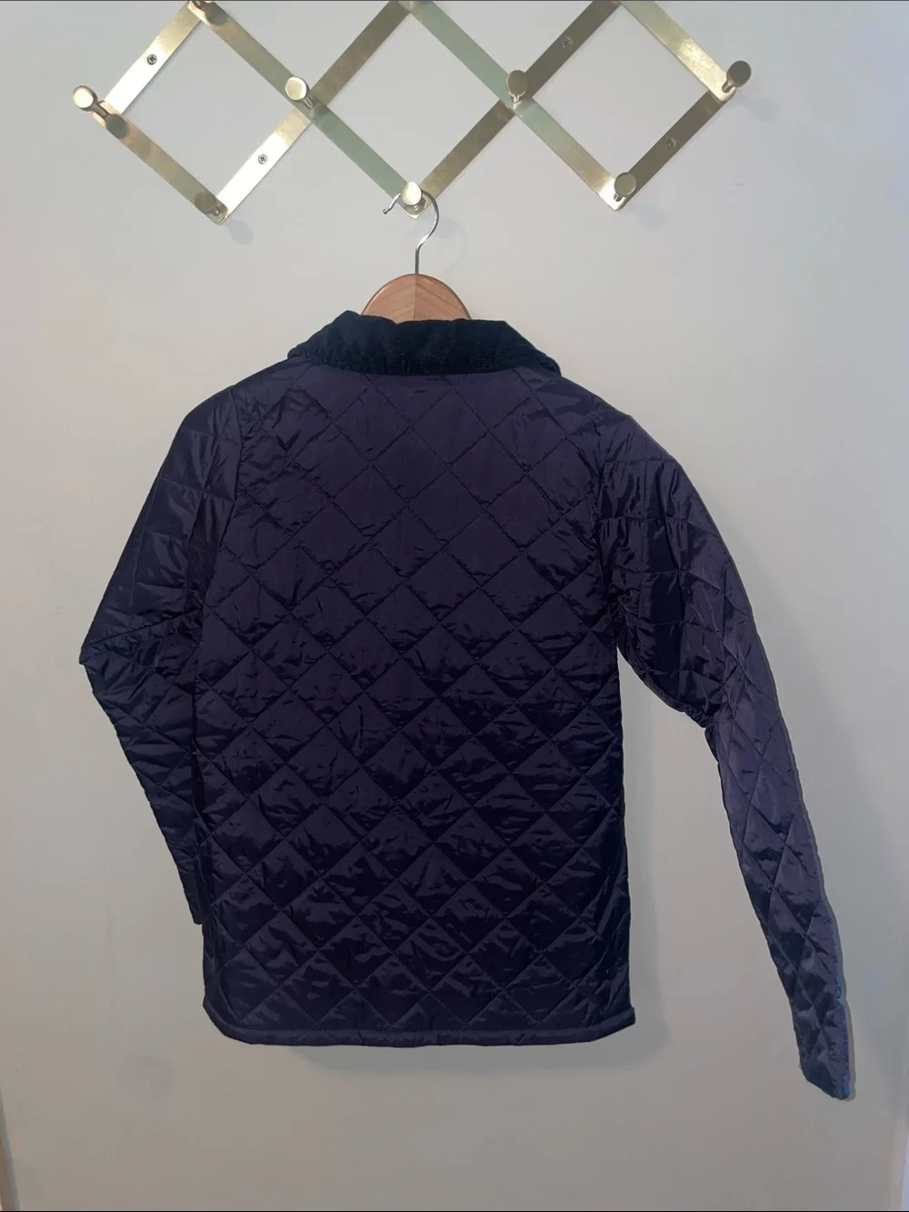 Barbour Boys Navy Quilted Puffer Jacket with Corduroy Collar